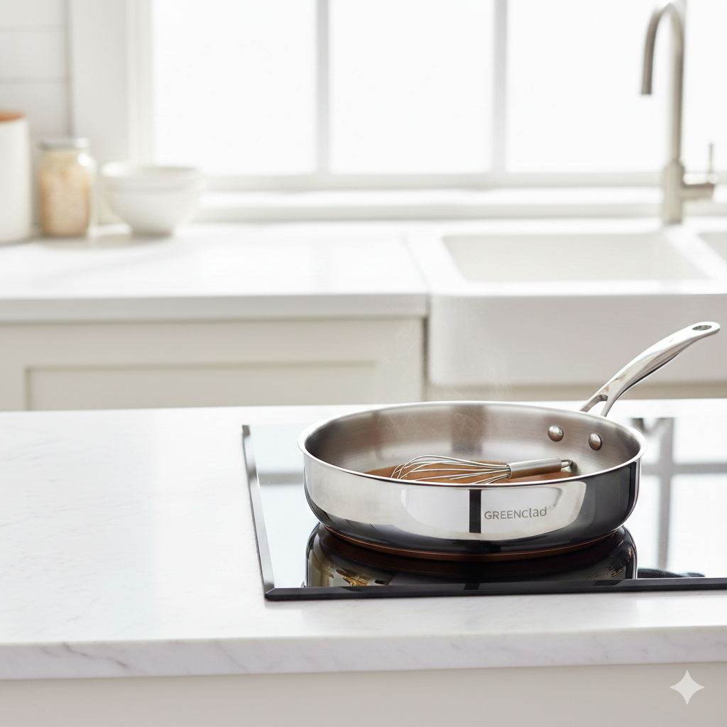 GreenClad 18G Stainless Steel Frying Pan — Pure Steel, Zero Coating